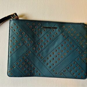Michael Kors small wristlet bag, blue with gold details